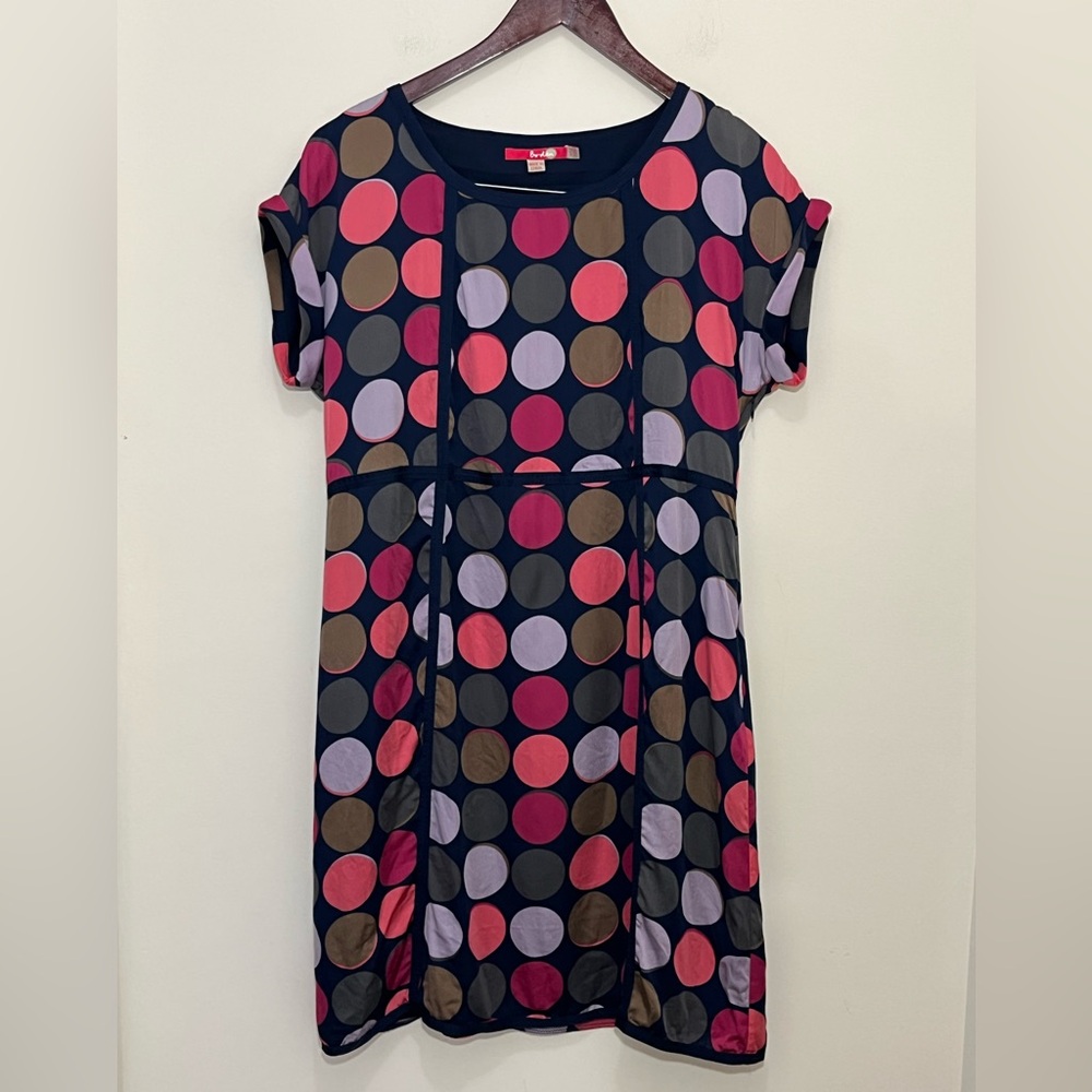 Boden Notting Hill Women’s Silk Polka Dot Knee Length Dress Size 12